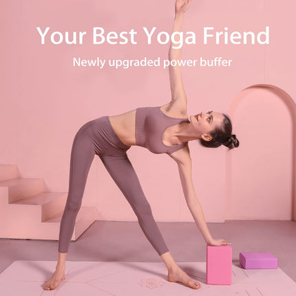 Yoga Block (Set of 2) LxWxH :9"x3"x6" Supportive Latex Free EVA Foam High Density Soft Non-Slip Surface for Yoga Pilates Meditation Balance Exercise.