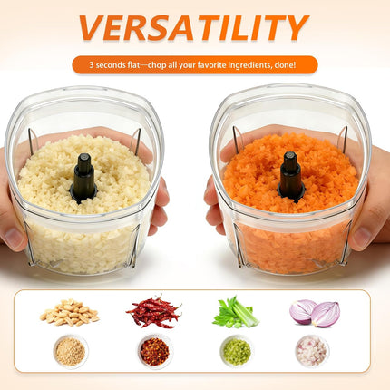 Electric Garlic Press,Food Chopper with 17oz Glass Bowl, For Chopping,Grinding,Mincing,Whisking,Meal Prep,250W,Blue.