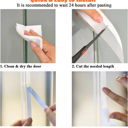 32.8FT Silicone Weather Stripping Door Seal Strip, No Residue Glass Shower Door Seal Strip Under Door Draft Stopper Silicone Sealing Tape for Doors Windows Shower Glass Gap,Transparent,35MM.