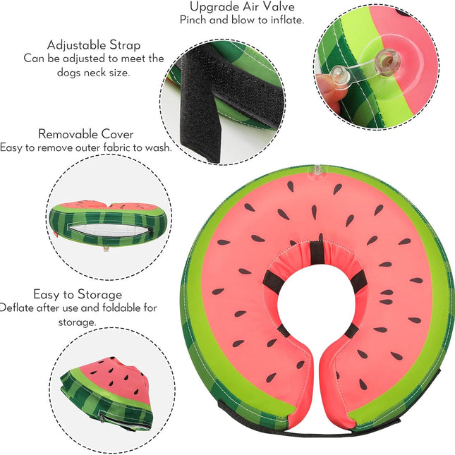 Inflatable Dog Collar Recovery Cone for Medium Waterproof Elizabethan Pillow Blow Up Pet Cone Collar Surgery Donut Convalescence Stop Licking Pulling Post Operative Anti Itch.