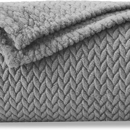 Super Soft Throw Size Blanket Grey Premium Silky Flannel Fleece Leaves Pattern Lightweight Bed Blanket All Season Use (Grey, Throw(50"x60")).