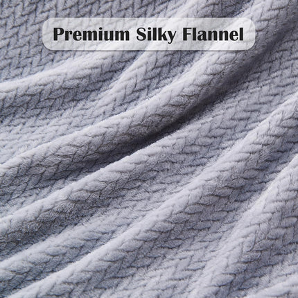 Super Soft Throw Size Blanket Grey Premium Silky Flannel Fleece Leaves Pattern Lightweight Bed Blanket All Season Use (Grey, Throw(50"x60")).
