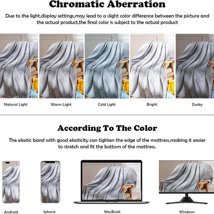 Super Soft Throw Size Blanket Grey Premium Silky Flannel Fleece Leaves Pattern Lightweight Bed Blanket All Season Use (Grey, Throw(50"x60")).