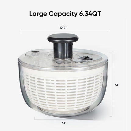 6.4 Qt Salad Spinner Large Lettuce Spinner Plastic Vegetable Fruit Washer, Vegetable Cleaner Salad Cleaner Lettuce Washer, Non-Slip Base, BPA-Free.