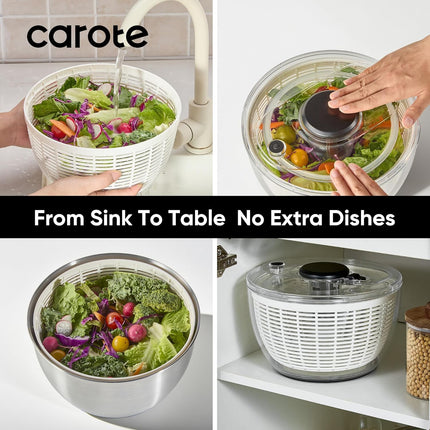6.4 Qt Salad Spinner Large Lettuce Spinner Plastic Vegetable Fruit Washer, Vegetable Cleaner Salad Cleaner Lettuce Washer, Non-Slip Base, BPA-Free.