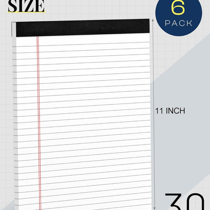 Legal Pads 8.5 x 11 White Note Pads Paper 8-1/2 x 11 Lined Paper Pad 8.5 x 11 White Legal Pad 6 Pack Notepads 8.5 x 11 Lined Writing Pads of Paper 8.5 x 11 Notepad White Paper Pads 30 Sheets/Pad.