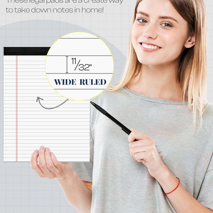 Legal Pads 8.5 x 11 White Note Pads Paper 8-1/2 x 11 Lined Paper Pad 8.5 x 11 White Legal Pad 6 Pack Notepads 8.5 x 11 Lined Writing Pads of Paper 8.5 x 11 Notepad White Paper Pads 30 Sheets/Pad.