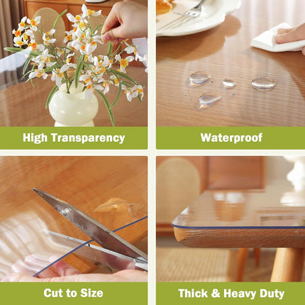 Clear Table Protector, 1.5mm Thick 24 x 48 Inch Desk Protector Mat Clear, Waterproof Plastic Table Cover, Vinyl Desk Cover for Office, Writing Desktop.