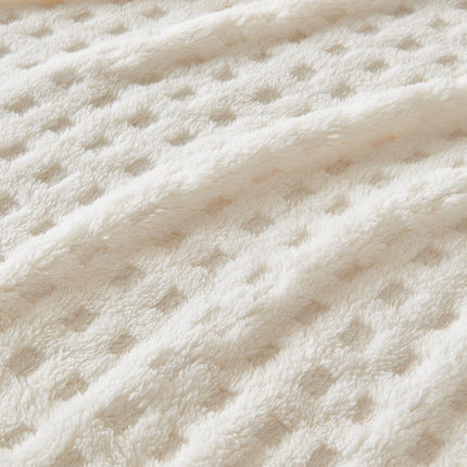 Throw Blankets for Bed Waffle White Blanket for Women Cozy Soft Fluffy Fleece Throw Blanket for Couch Lightweight Breathable Bed for All Season Cream 50x70.