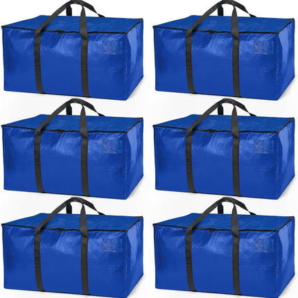 Heavy Duty Moving Bags or Storage Bag, 6 Pack – Large Moving Boxes with Backpack Straps, Zippers & Handles – Perfect for College Dorm, Traveling, Camping, Christmas Decorations.