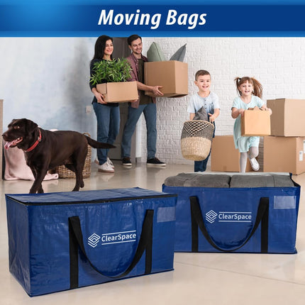 Heavy Duty Moving Bags or Storage Bag, 6 Pack – Large Moving Boxes with Backpack Straps, Zippers & Handles – Perfect for College Dorm, Traveling, Camping, Christmas Decorations.