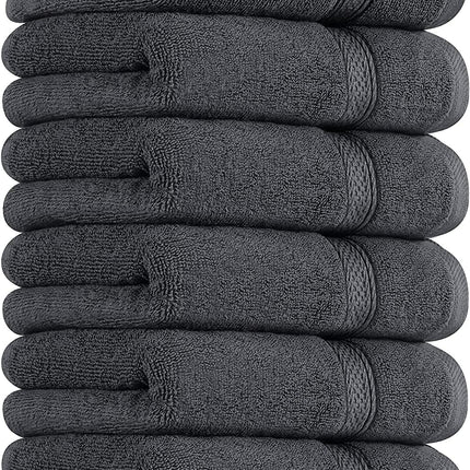 6 Pack Premium Hand Towels, 16 by 28 inches, 100% Ring Spun Cotton, Soft and Absorbent 600 GSM Towels for Bathroom, Gym, and Hotel, Grey.