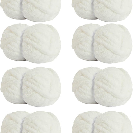 Chunky Yarn for Hand Knitting Soft Jumbo Bulky Fluffy Yarn for Crocheting Blanket Scarf DIY 8 Pack (Cream, 28yds, 8 Ounces Each).