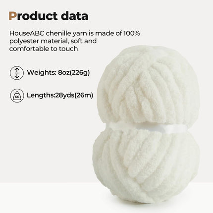 Chunky Yarn for Hand Knitting Soft Jumbo Bulky Fluffy Yarn for Crocheting Blanket Scarf DIY 8 Pack (Cream, 28yds, 8 Ounces Each).