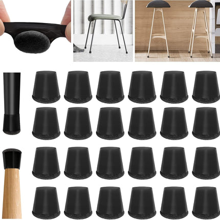 Silicone Chair Leg Floor Protectors Extra Small 24PCS - Furniture Felt Silicone Integrated Chair Foot Covers/Dark-Black/Rubber - Protect Floors from Scratches,Reduce Noise.