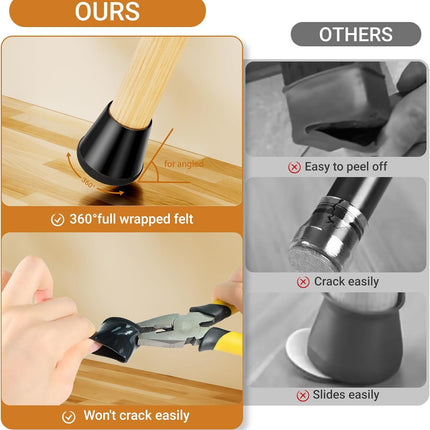 Silicone Chair Leg Floor Protectors Extra Small 24PCS - Furniture Felt Silicone Integrated Chair Foot Covers/Dark-Black/Rubber - Protect Floors from Scratches,Reduce Noise.