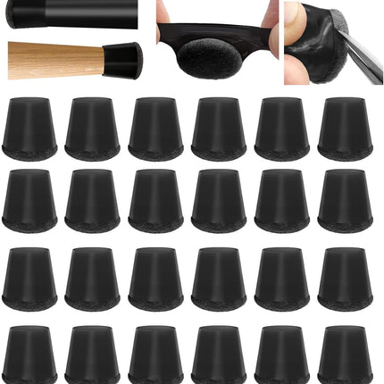 Silicone Chair Leg Floor Protectors Extra Small 24PCS - Furniture Felt Silicone Integrated Chair Foot Covers/Dark-Black/Rubber - Protect Floors from Scratches,Reduce Noise.