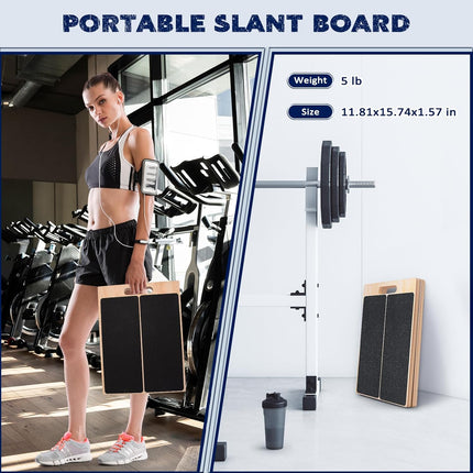 Portable Wooden Slant Board for Calf Stretching Squats Calf Stretcher Pilates Physical Therapy Equipment Adjustable Incline Board for Knees Ankle Heel Feet Leg.