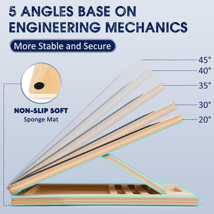 Portable Wooden Slant Board for Calf Stretching Squats Calf Stretcher Pilates Physical Therapy Equipment Adjustable Incline Board for Knees Ankle Heel Feet Leg.