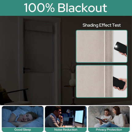 100% Natural Linen Blackout French Door Curtains, Privacy Door Window Curtains, 26 X 72 Inch Room Darkening Blinds, Thermal Insulated Shades for Bedroom, 1 Panel.