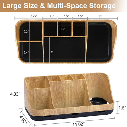 Bathroom Organizers Countertop - Detachable 7 Slots Kids Electric Toothbrush and Toothpaste Holde Drainage for Bathroom Accessories Organization Counter Vanity Sink Storage, Wood.