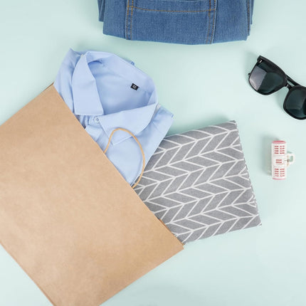 60pcs 16x6x12 Inch Large Paper Bags with Handles, Kraft Brown Paper Gift Bags for Business, Merchandise, Gifts, Shopping, Retail Stores, Birthday Party.