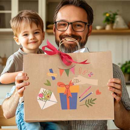 60pcs 16x6x12 Inch Large Paper Bags with Handles, Kraft Brown Paper Gift Bags for Business, Merchandise, Gifts, Shopping, Retail Stores, Birthday Party.