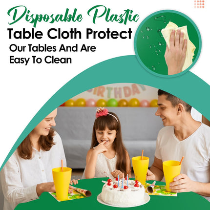 Green 12 Pack Plastic Tablecloths 84" Disposable Round Table Cloth Plastic Table Cover for Party Disposable Tablecloths.