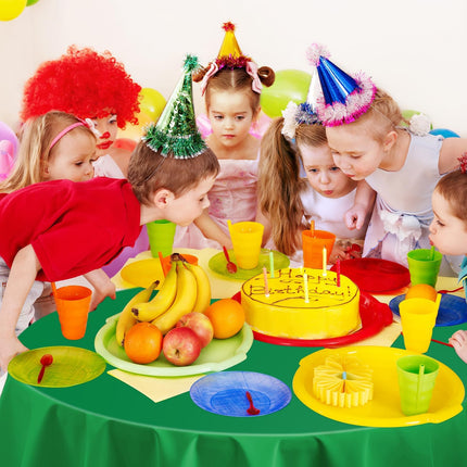 Green 12 Pack Plastic Tablecloths 84" Disposable Round Table Cloth Plastic Table Cover for Party Disposable Tablecloths.