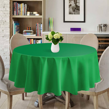 Green 12 Pack Plastic Tablecloths 84" Disposable Round Table Cloth Plastic Table Cover for Party Disposable Tablecloths.
