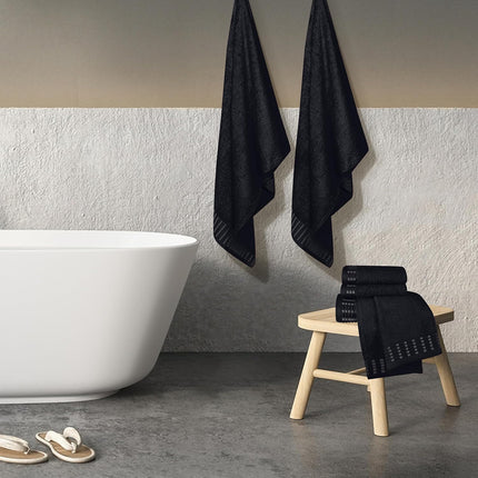 Ultra Soft 6 Pack Cotton Towel Set, Contains 2 Bath Towels 28x55 inch, 2 Hand Towels 16x24 inch & 2 Wash Coths 12x12 inch, Ideal Everyday use, Compact & Lightweight - Black.