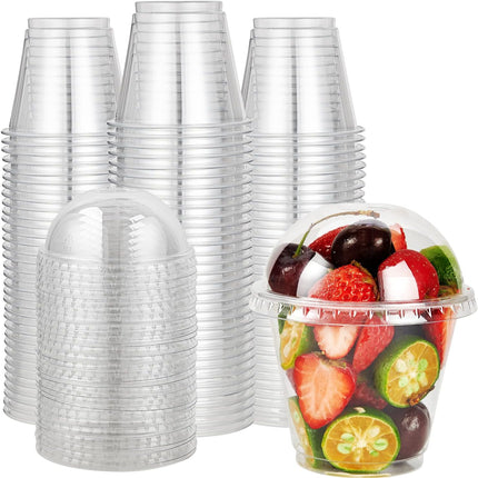 200 PACK 9 oz Clear Plastic Cups With Dome Lids, Crystal Clear Dessert Cups for Ice Cream, Latte, Cold Drinks.