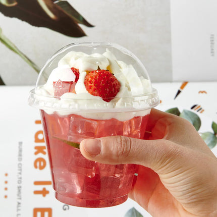 200 PACK 9 oz Clear Plastic Cups With Dome Lids, Crystal Clear Dessert Cups for Ice Cream, Latte, Cold Drinks.