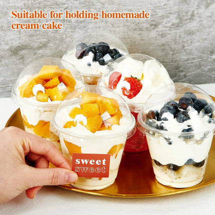 200 PACK 9 oz Clear Plastic Cups With Dome Lids, Crystal Clear Dessert Cups for Ice Cream, Latte, Cold Drinks.