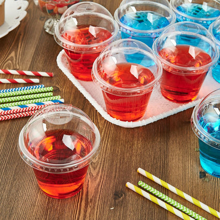 200 PACK 9 oz Clear Plastic Cups With Dome Lids, Crystal Clear Dessert Cups for Ice Cream, Latte, Cold Drinks.
