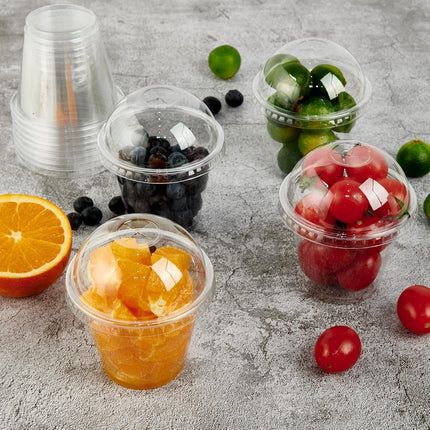 200 PACK 9 oz Clear Plastic Cups With Dome Lids, Crystal Clear Dessert Cups for Ice Cream, Latte, Cold Drinks.