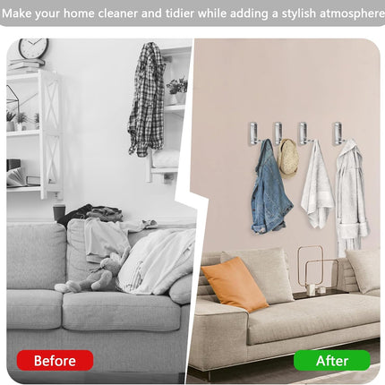 4PCS Foldable Wall Hooks, Heavy Duty Zinc Alloy Folding Wall Hooks, Folding Coat Hooks Wall Mount Bathroom Foldable Towel Hooks for Hanging Clothes, Bags, Hats, Bathrobes, Keys and Kitchen (Silver).