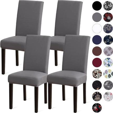 Dining Chair Covers,Kitchen Cover,Parsons Slipcover,Spandex Protectors for Room Stretch Chairs Cover Set of 4 -Gray.
