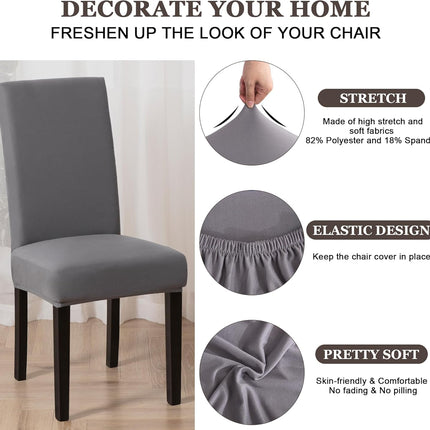 Dining Chair Covers,Kitchen Cover,Parsons Slipcover,Spandex Protectors for Room Stretch Chairs Cover Set of 4 -Gray.