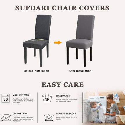 Dining Chair Covers,Kitchen Cover,Parsons Slipcover,Spandex Protectors for Room Stretch Chairs Cover Set of 4 -Gray.