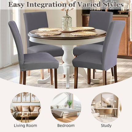 Dining Chair Covers,Kitchen Cover,Parsons Slipcover,Spandex Protectors for Room Stretch Chairs Cover Set of 4 -Gray.