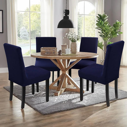 Dining Chair Covers,Kitchen Chair Cover,Parsons Chair Slipcover,Spandex Chair Protectors for Dining Room Stretch Chairs Cover Set of 4 -Navy Blue.