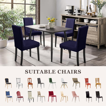 Dining Chair Covers,Kitchen Chair Cover,Parsons Chair Slipcover,Spandex Chair Protectors for Dining Room Stretch Chairs Cover Set of 4 -Navy Blue.