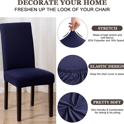 Dining Chair Covers,Kitchen Chair Cover,Parsons Chair Slipcover,Spandex Chair Protectors for Dining Room Stretch Chairs Cover Set of 4 -Navy Blue.