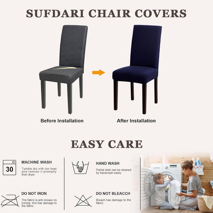 Dining Chair Covers,Kitchen Chair Cover,Parsons Chair Slipcover,Spandex Chair Protectors for Dining Room Stretch Chairs Cover Set of 4 -Navy Blue.
