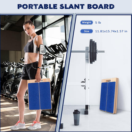 Portable Wooden Slant Board for Calf Stretching Squats Calf Stretcher Physical Therapy Equipment Adjustable Incline Board for Knees Ankle Heel Feet Leg Blue.