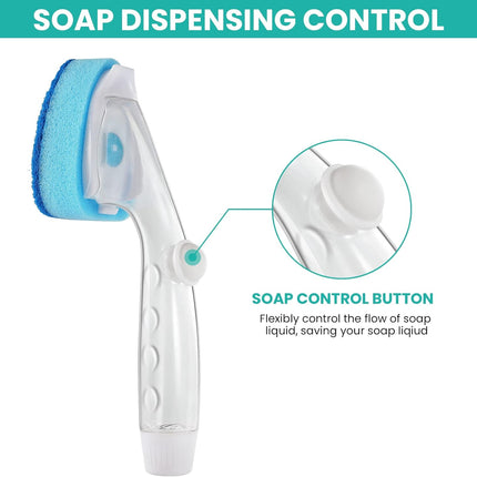 Non Scratch Dishwand Refill with Handle, 6 Heavy Duty Dish Wand Refills, Replacement Sponge Heads Set, Soap Control Dispenser Scrubbers, Dishwashing Scrub Dispensing Brush, Dishwasher Cleaning Tool.