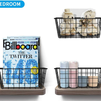 Hanging Kitchen Baskets Wire Storage Basket Over the Cabinet Door Organizer, No Drilling Adhesive Basket for Cabinet Pantry Organization and Kitchen, Bathroom, Storage, 2 Pack, Black.