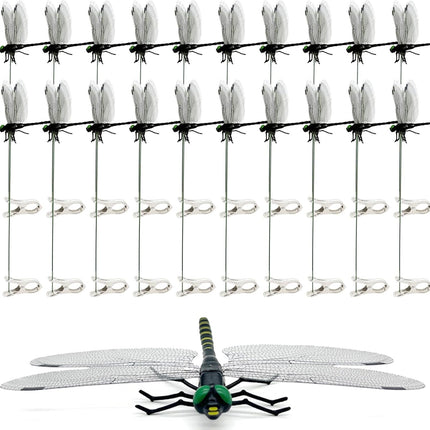 20 Pcs Dragon Fly Clips for Bugs Repellent, 3D Artificial Dragonfly Hat Clip, Dragonfly Garden Decor (20, Black*20 Pcs).