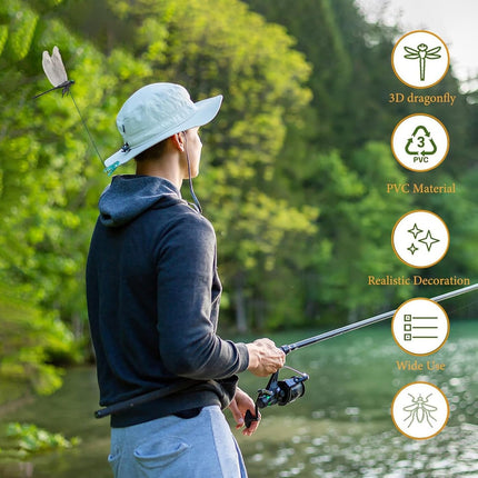 20 Pcs Dragon Fly Clips for Bugs Repellent, 3D Artificial Dragonfly Hat Clip, Dragonfly Garden Decor (20, Black*20 Pcs).
